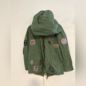 Bagatelle patchwork parka | army green oversized hood patches fall fashion coat
